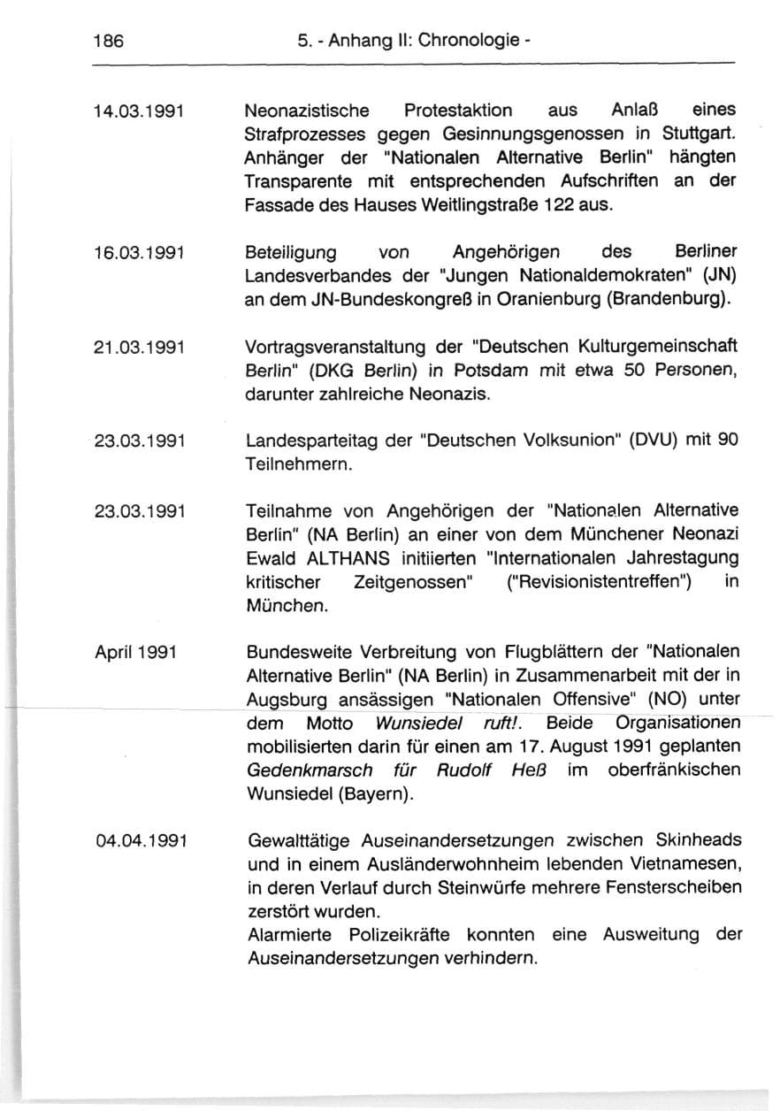 Seite 188 des Verfassungsschutzbericht 1991 Berlin