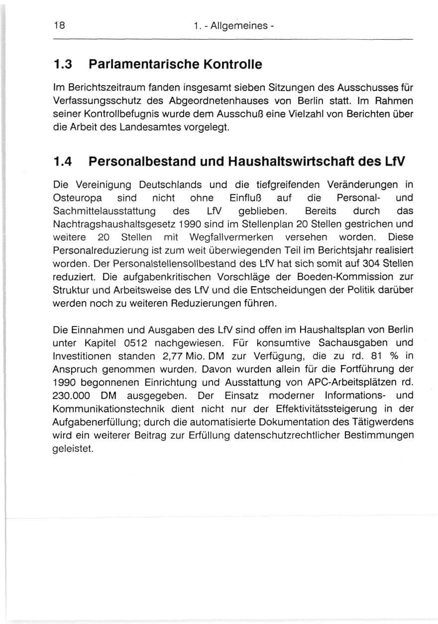 Seite 20 des Verfassungsschutzbericht 1991 Berlin