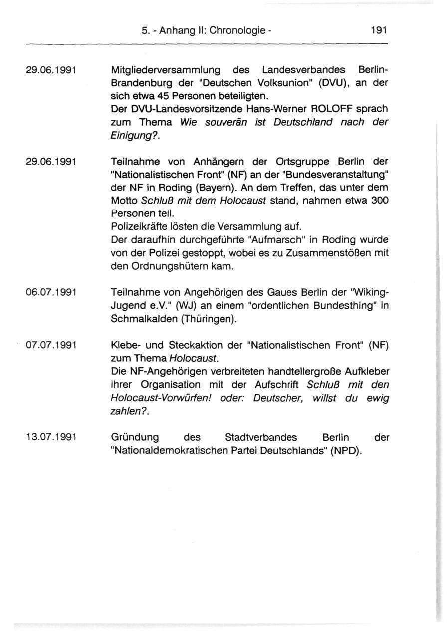 Seite 193 des Verfassungsschutzbericht 1991 Berlin