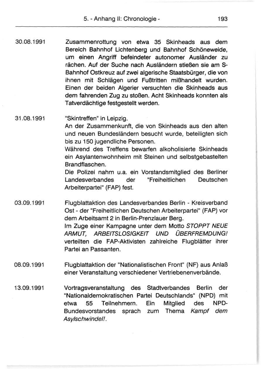 Seite 195 des Verfassungsschutzbericht 1991 Berlin