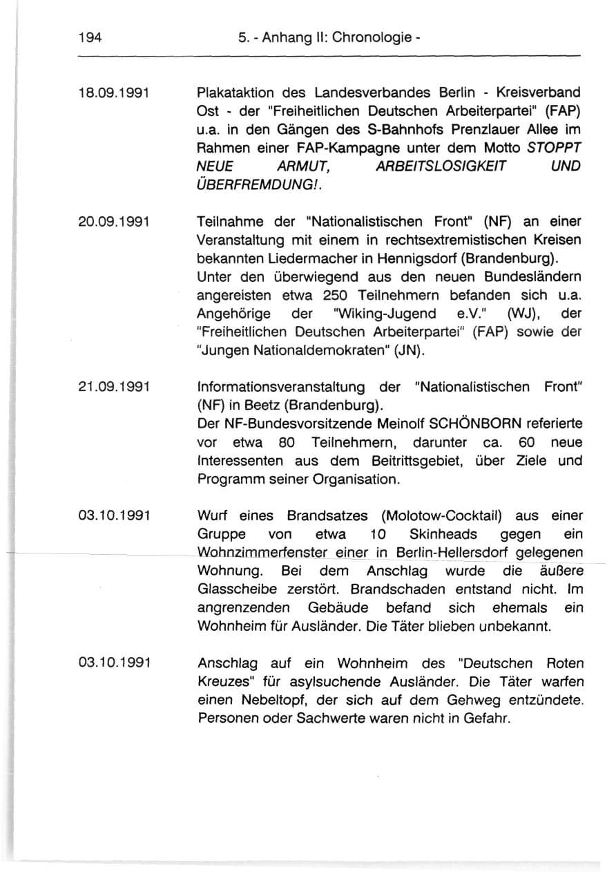 Seite 196 des Verfassungsschutzbericht 1991 Berlin