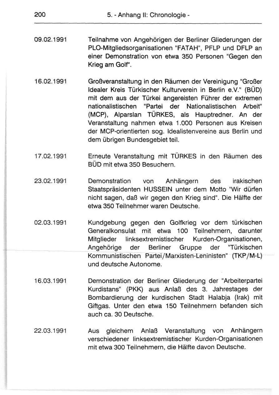 Seite 202 des Verfassungsschutzbericht 1991 Berlin