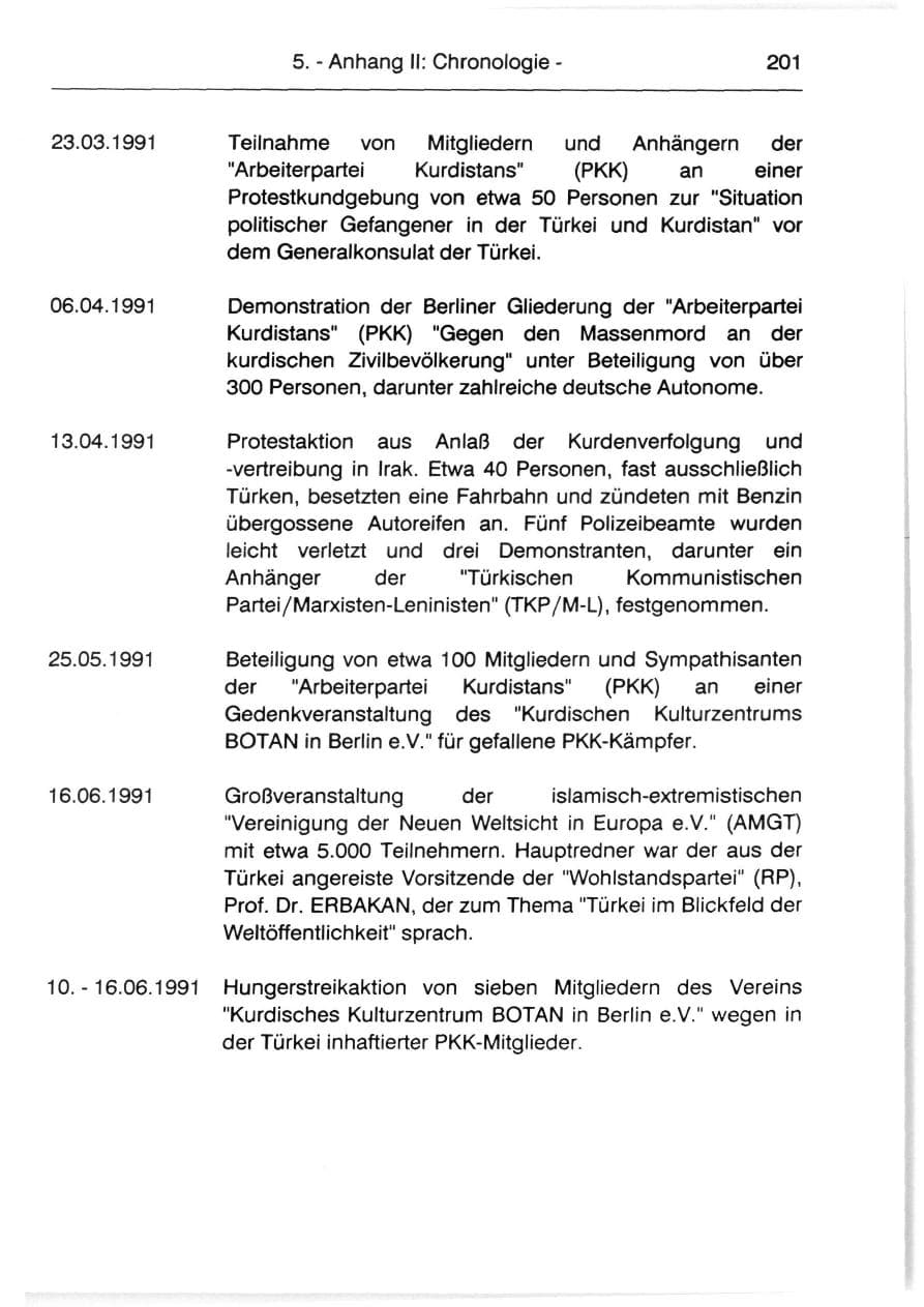 Seite 203 des Verfassungsschutzbericht 1991 Berlin