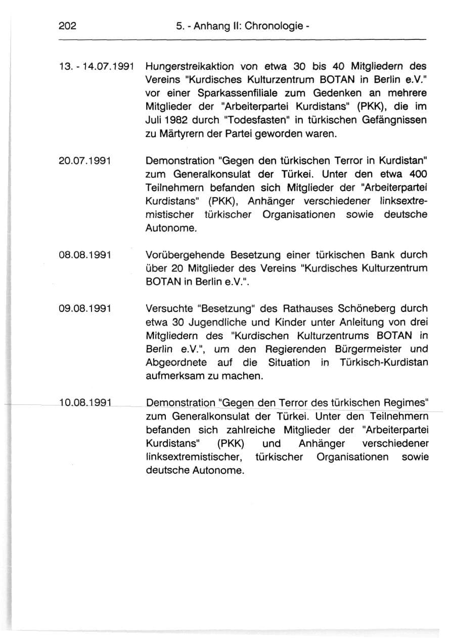 Seite 204 des Verfassungsschutzbericht 1991 Berlin