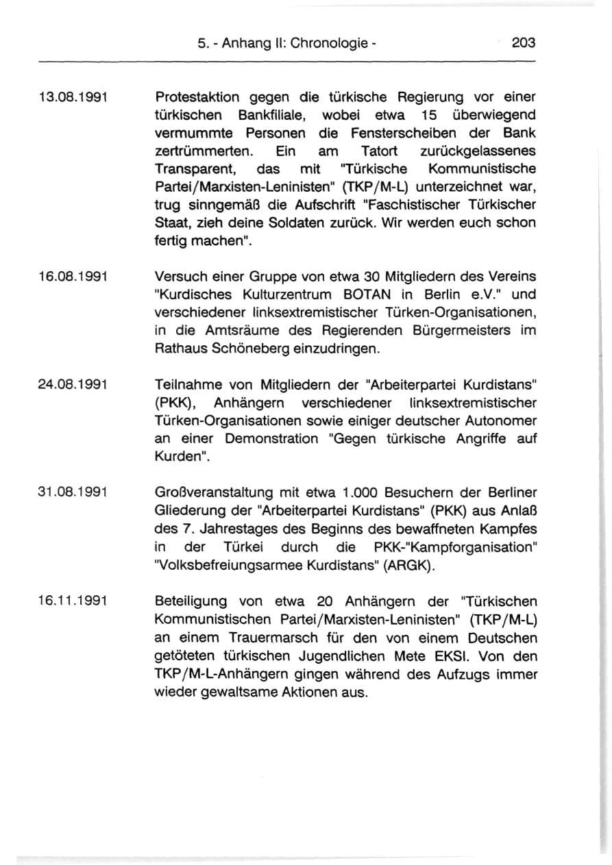 Seite 205 des Verfassungsschutzbericht 1991 Berlin