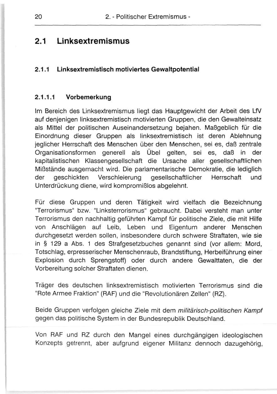 Seite 22 des Verfassungsschutzbericht 1991 Berlin