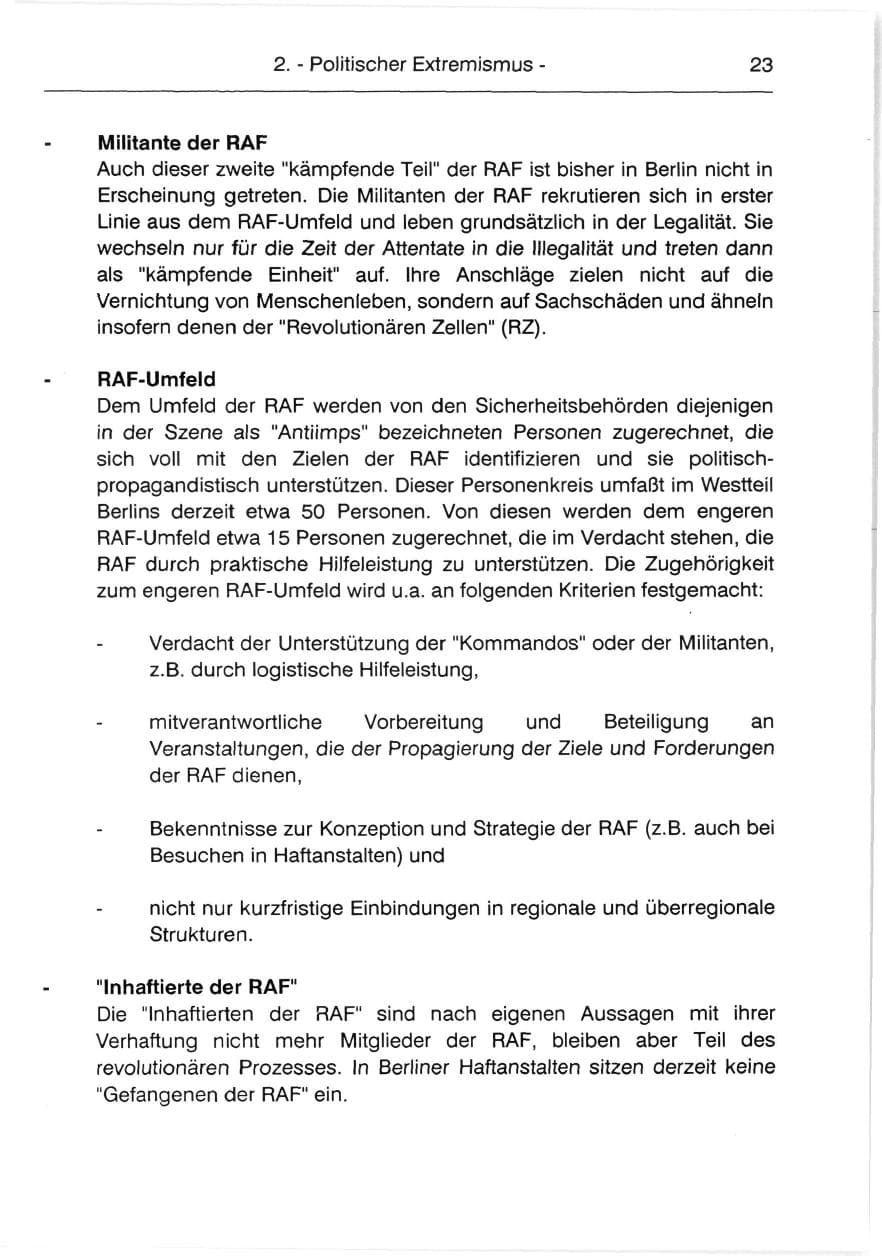 Seite 25 des Verfassungsschutzbericht 1991 Berlin
