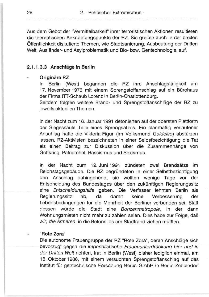 Seite 30 des Verfassungsschutzbericht 1991 Berlin