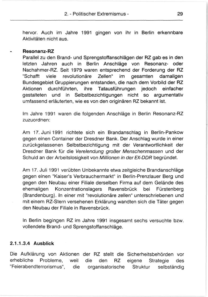 Seite 31 des Verfassungsschutzbericht 1991 Berlin