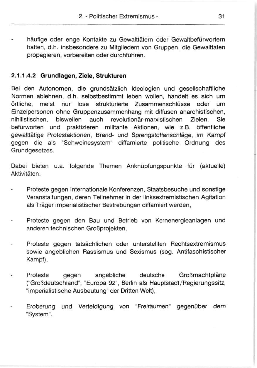 Seite 33 des Verfassungsschutzbericht 1991 Berlin