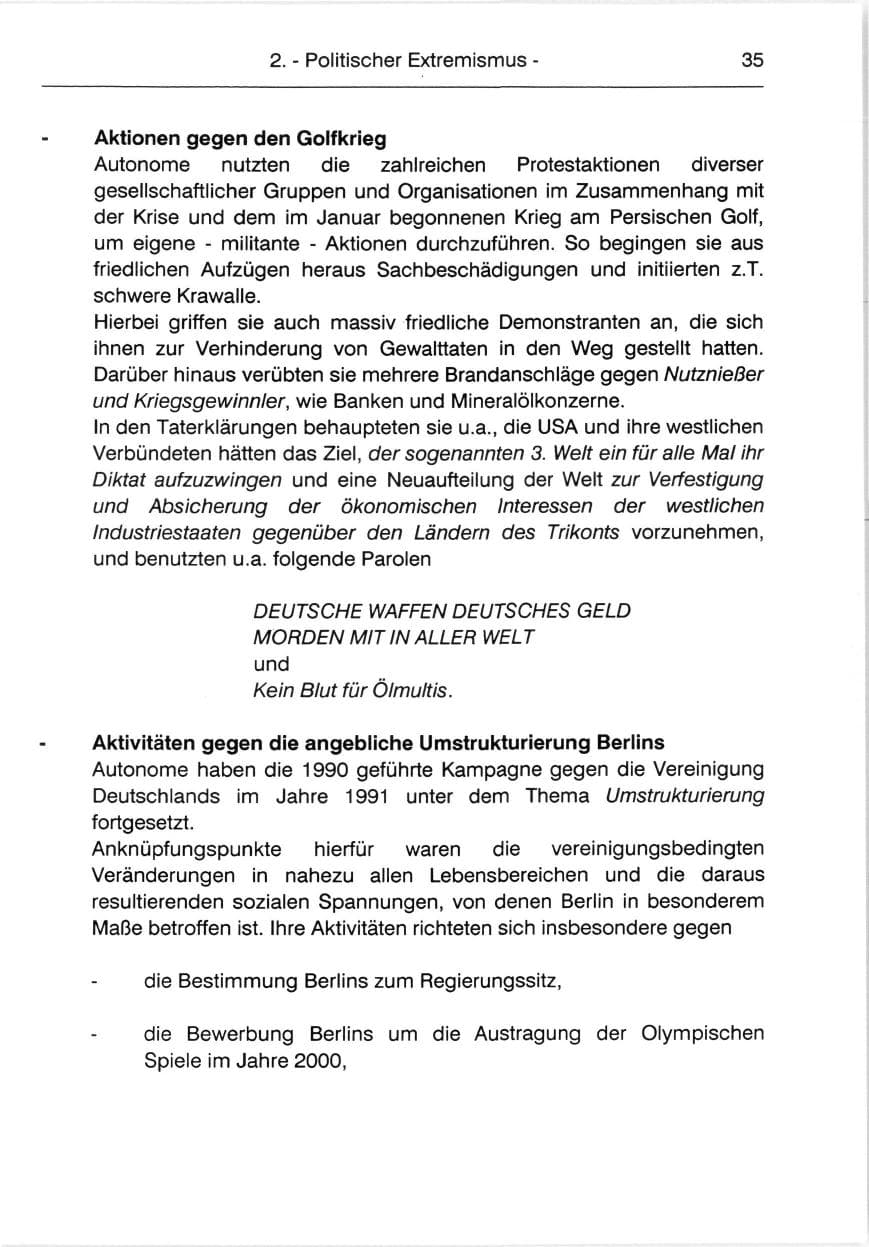 Seite 37 des Verfassungsschutzbericht 1991 Berlin