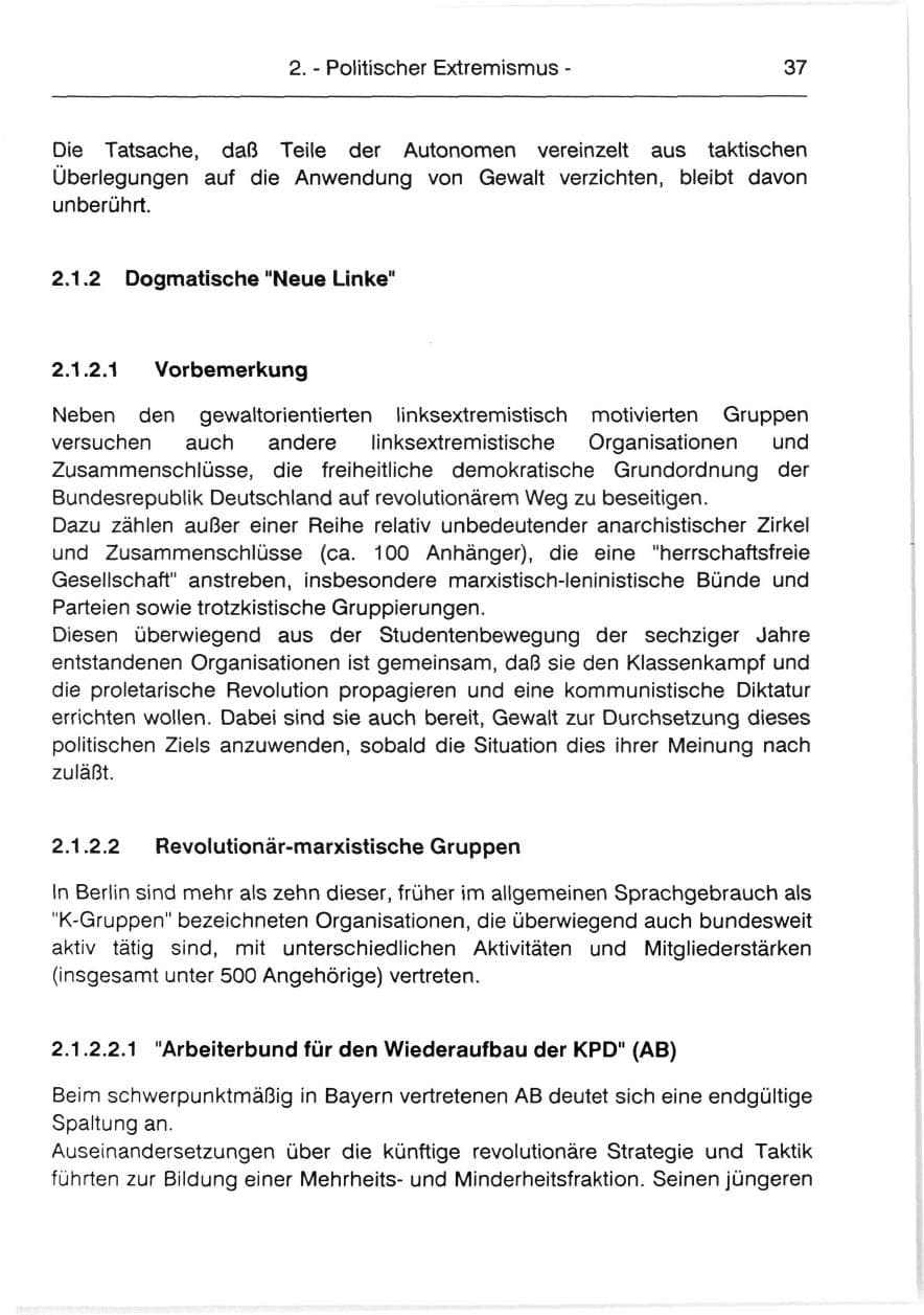 Seite 39 des Verfassungsschutzbericht 1991 Berlin