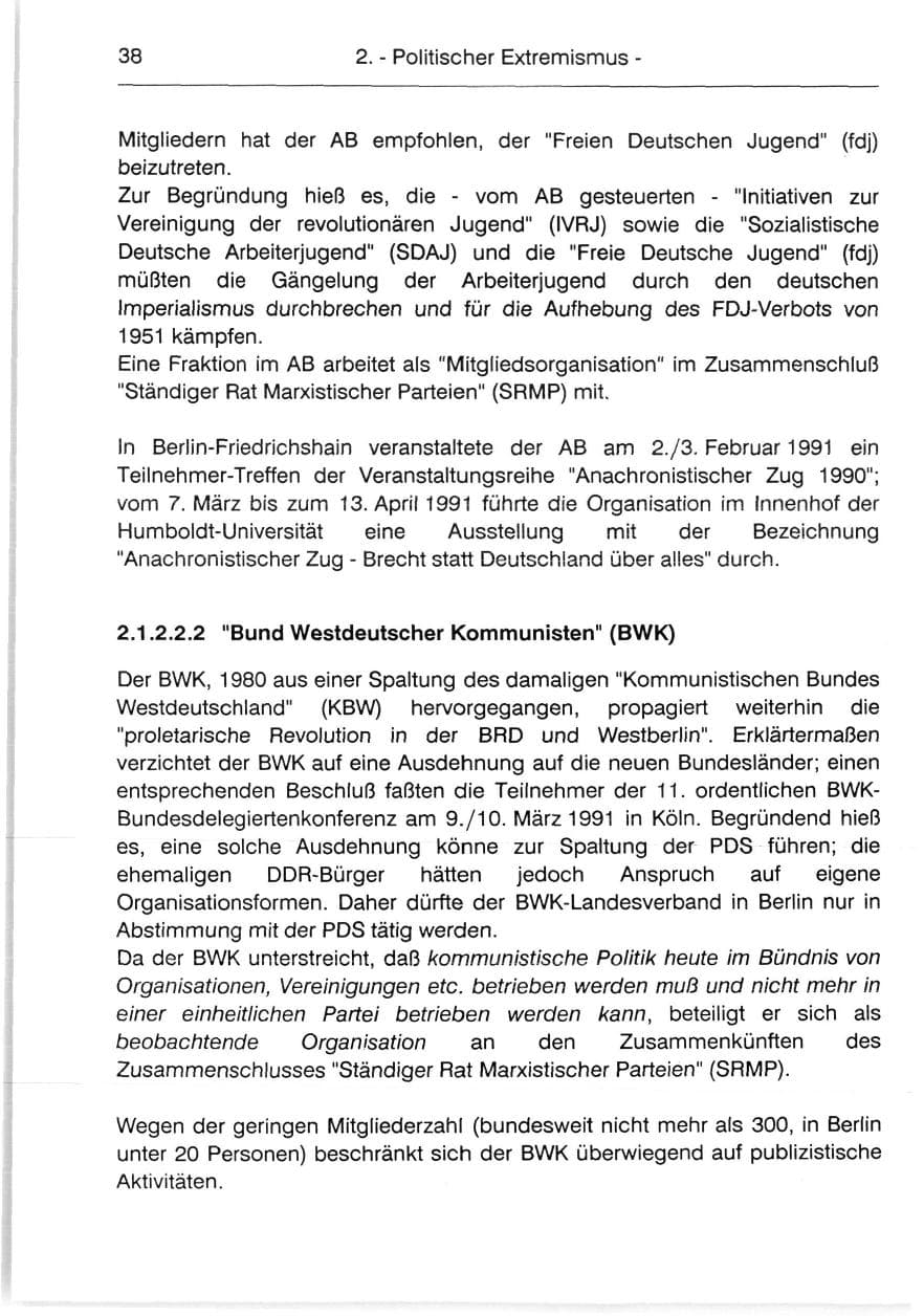 Seite 40 des Verfassungsschutzbericht 1991 Berlin