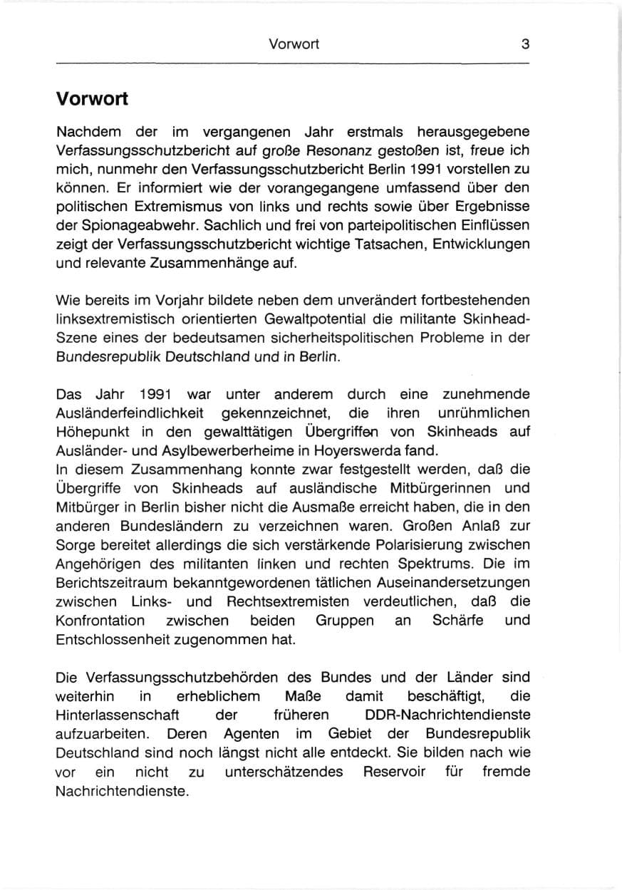 Seite 5 des Verfassungsschutzbericht 1991 Berlin