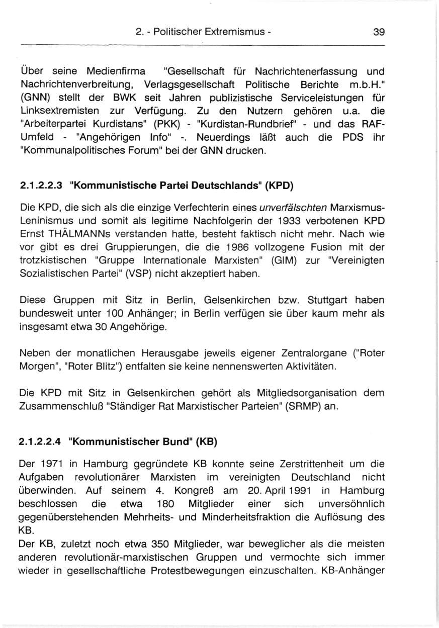 Seite 41 des Verfassungsschutzbericht 1991 Berlin