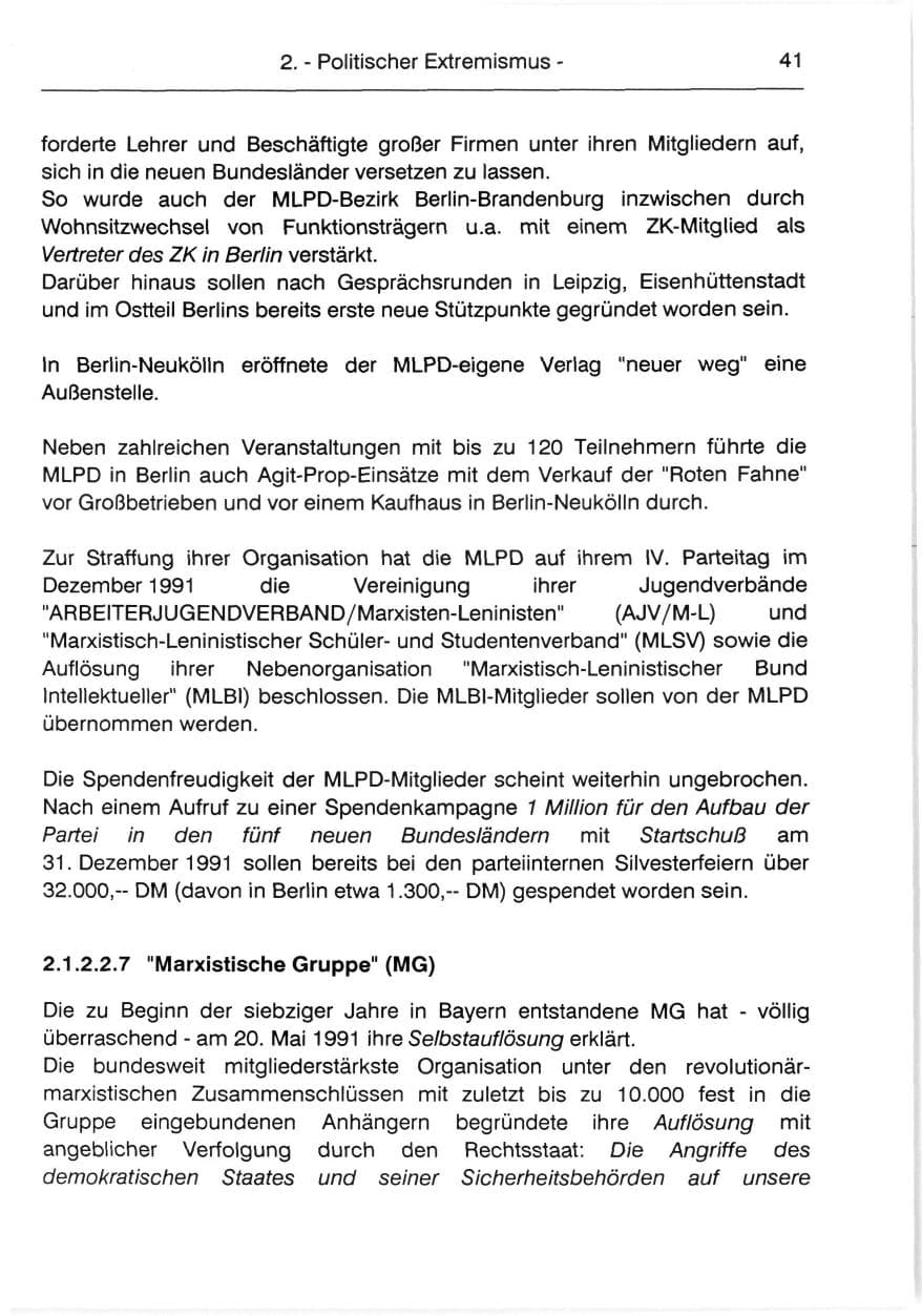 Seite 43 des Verfassungsschutzbericht 1991 Berlin