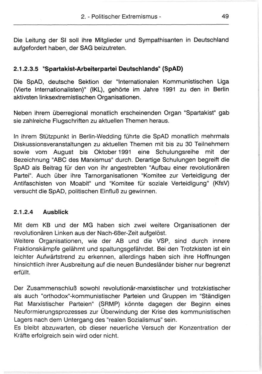 Seite 51 des Verfassungsschutzbericht 1991 Berlin