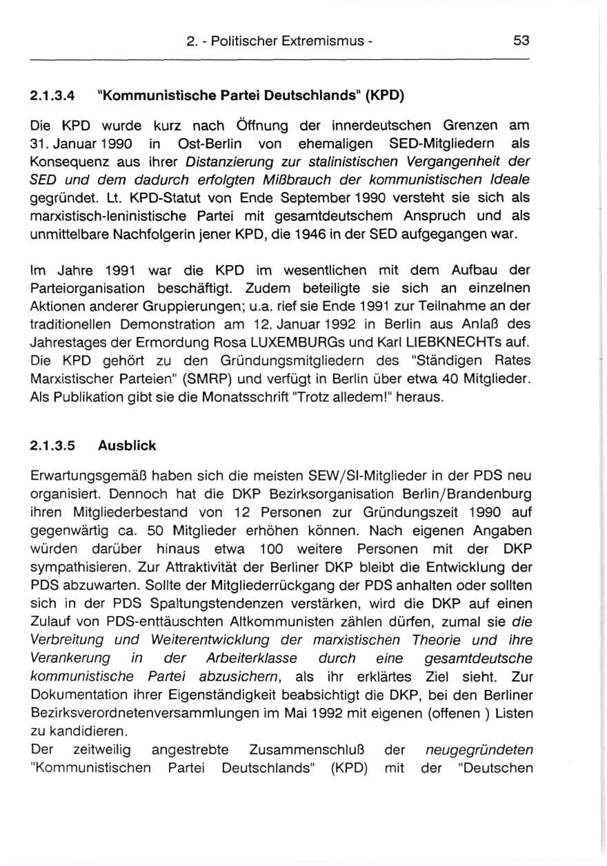 Seite 55 des Verfassungsschutzbericht 1991 Berlin