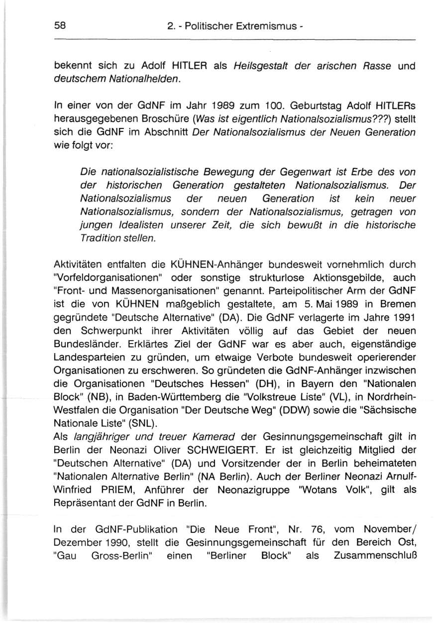 Seite 60 des Verfassungsschutzbericht 1991 Berlin