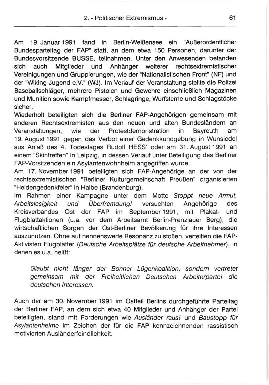 Seite 63 des Verfassungsschutzbericht 1991 Berlin