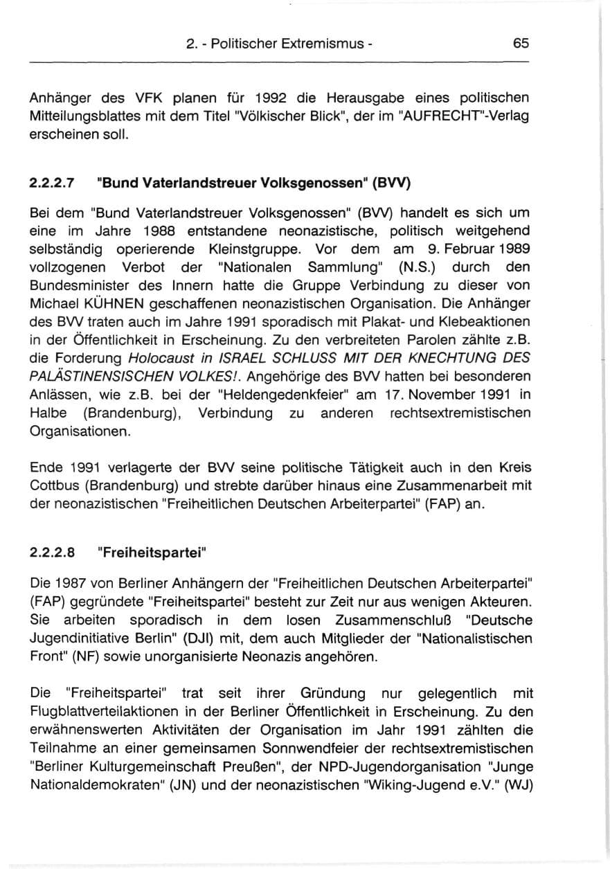 Seite 67 des Verfassungsschutzbericht 1991 Berlin