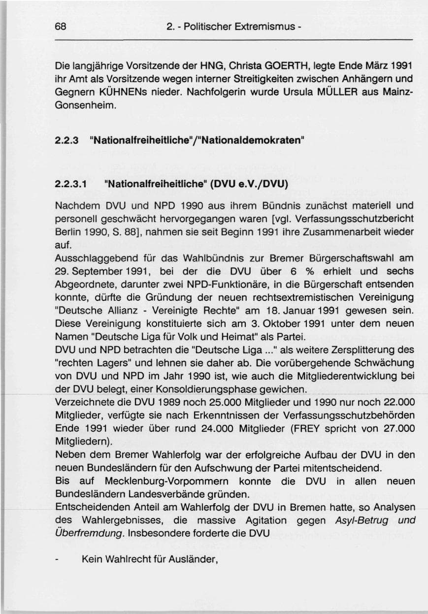 Seite 70 des Verfassungsschutzbericht 1991 Berlin