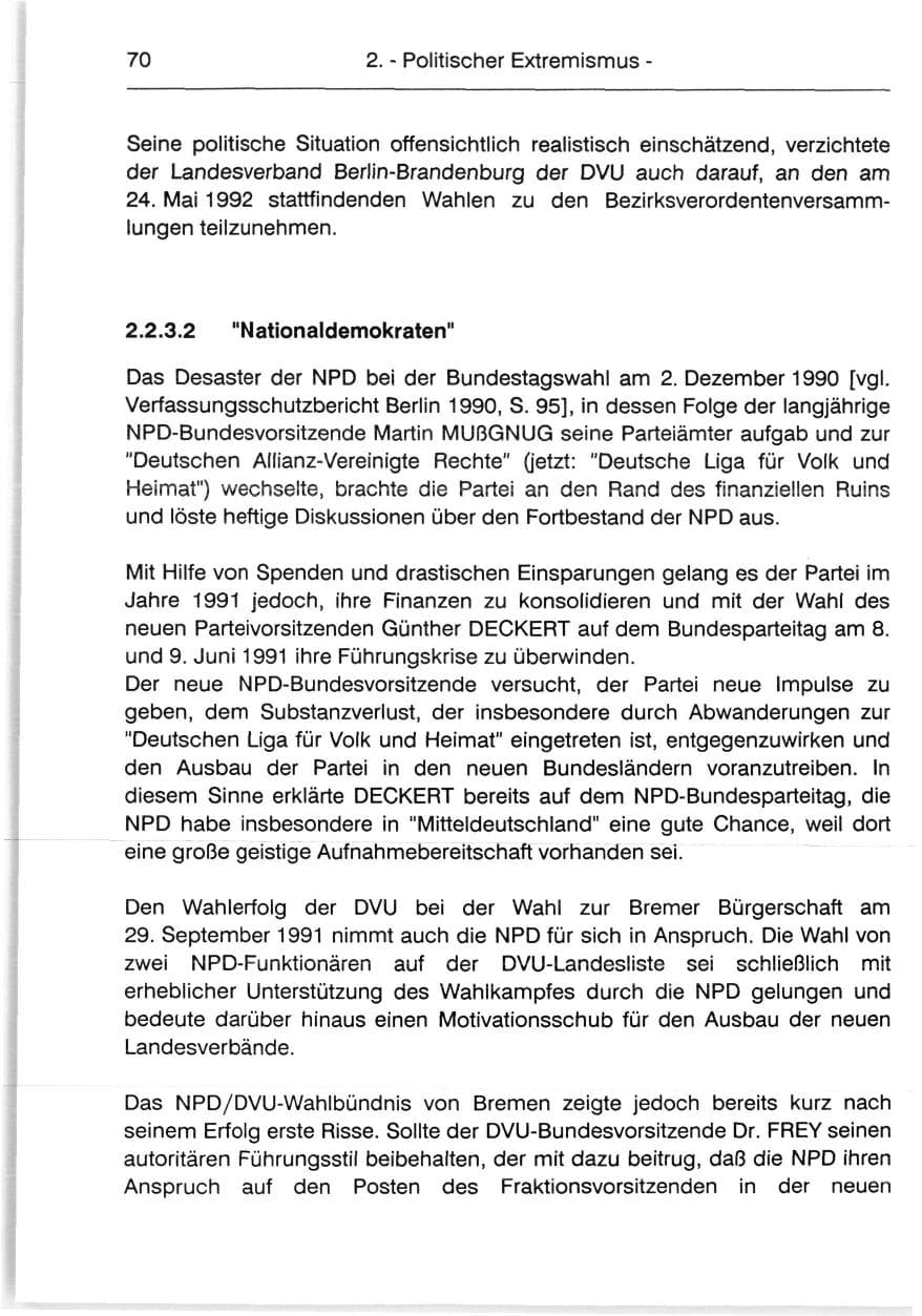 Seite 72 des Verfassungsschutzbericht 1991 Berlin