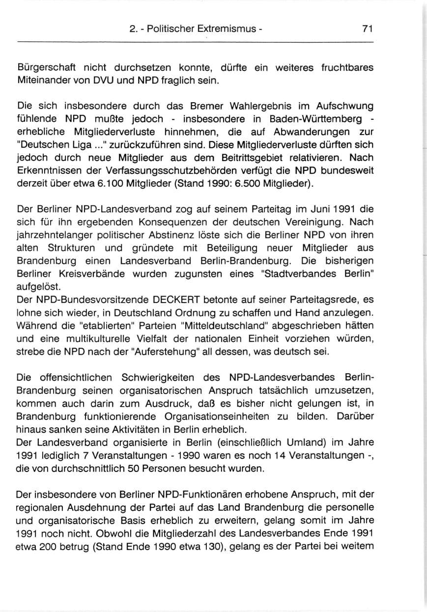 Seite 73 des Verfassungsschutzbericht 1991 Berlin