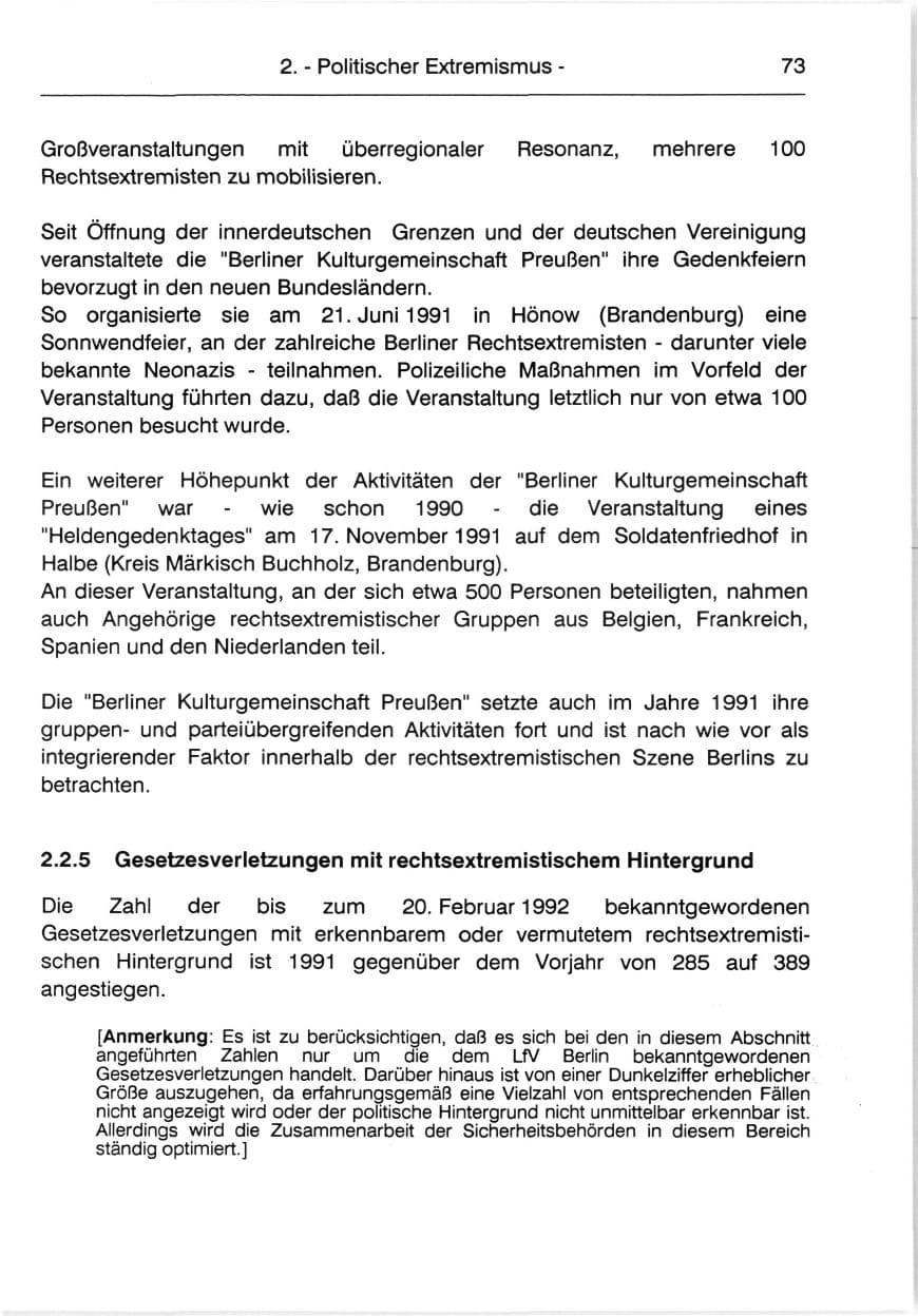 Seite 75 des Verfassungsschutzbericht 1991 Berlin