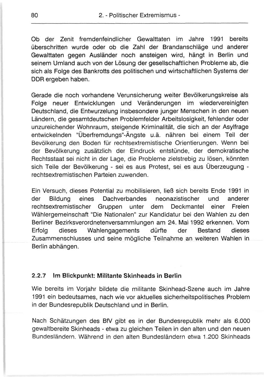 Seite 82 des Verfassungsschutzbericht 1991 Berlin