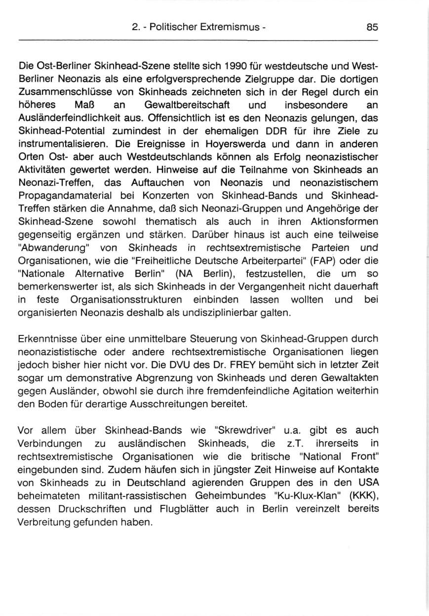 Seite 87 des Verfassungsschutzbericht 1991 Berlin