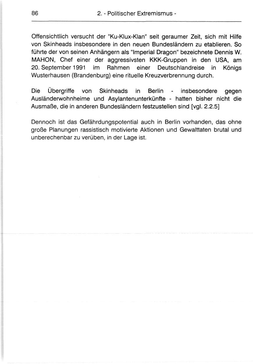 Seite 88 des Verfassungsschutzbericht 1991 Berlin