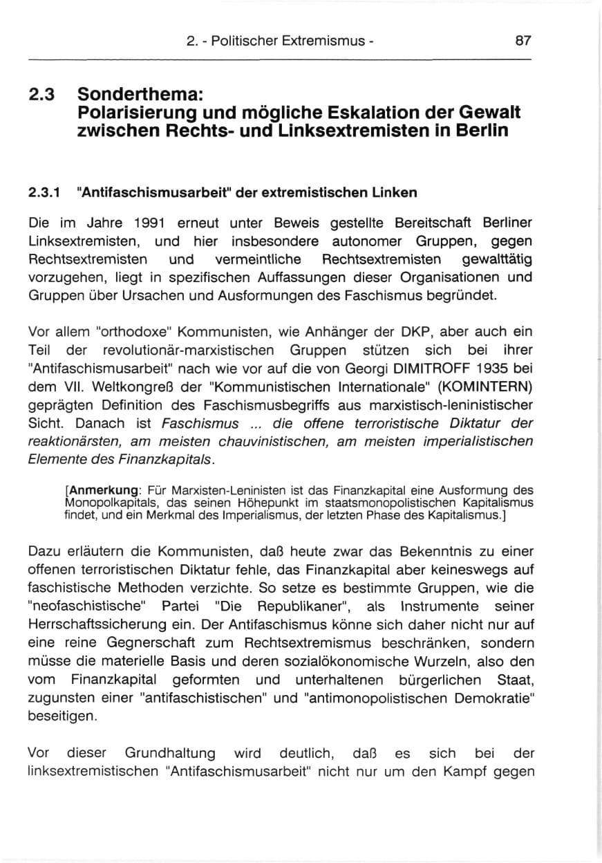 Seite 89 des Verfassungsschutzbericht 1991 Berlin