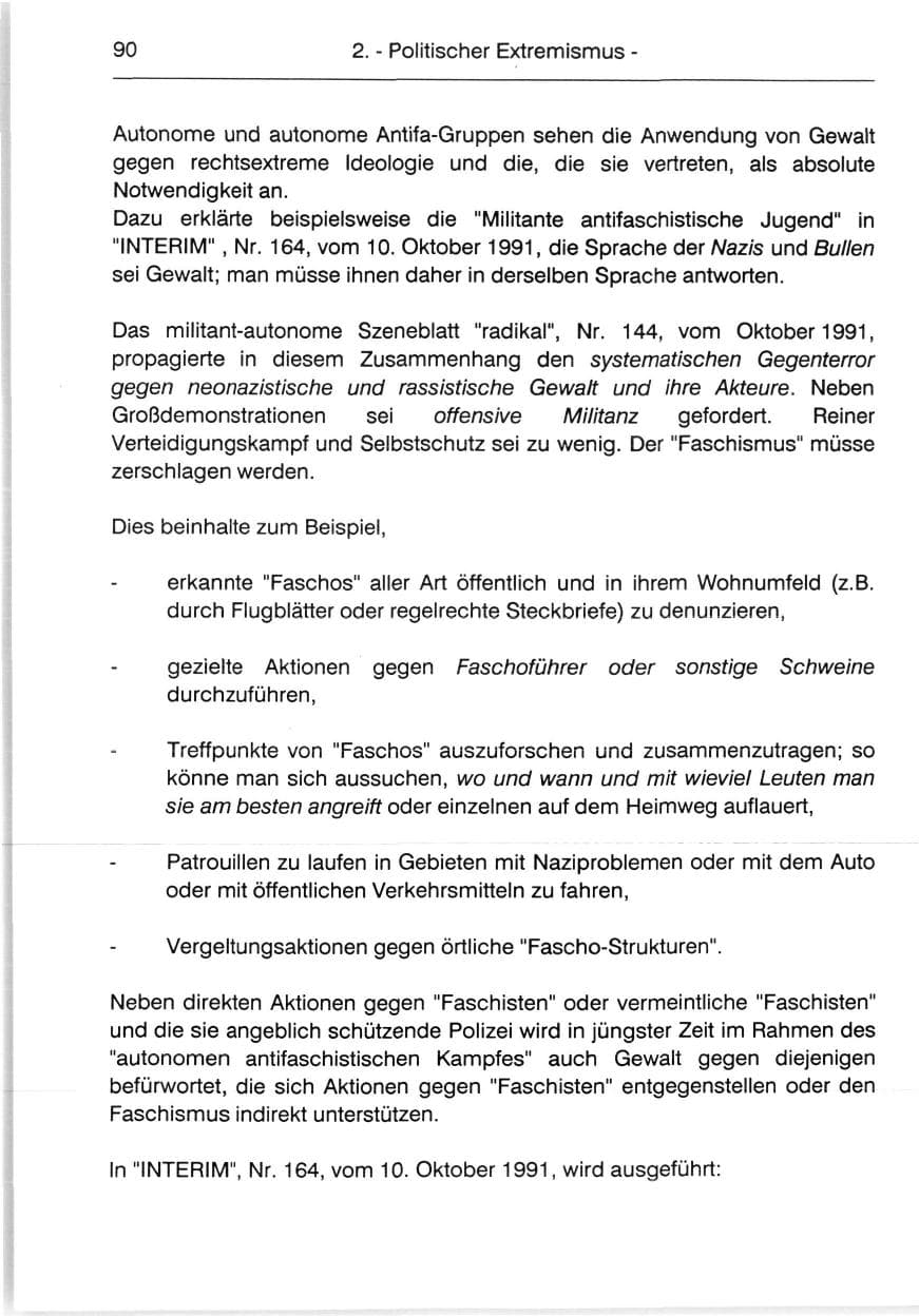 Seite 92 des Verfassungsschutzbericht 1991 Berlin