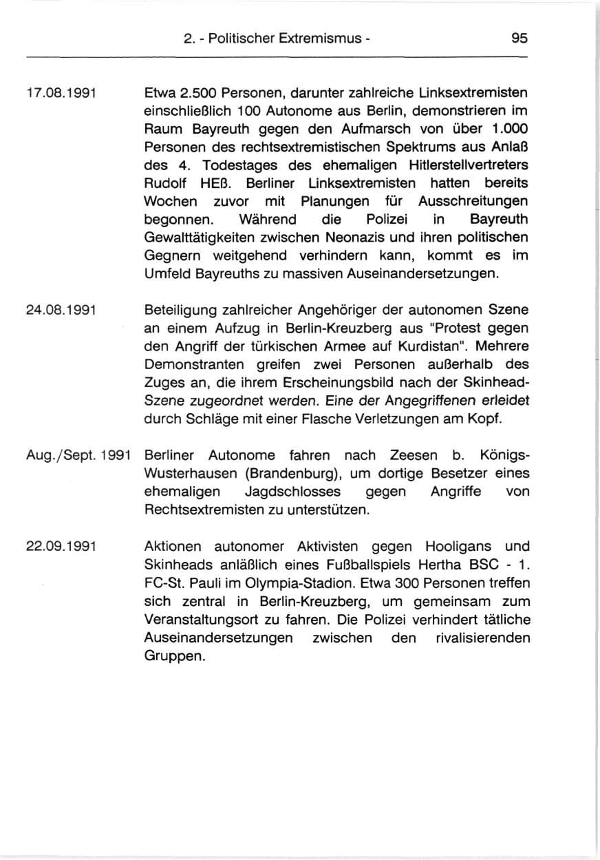 Seite 97 des Verfassungsschutzbericht 1991 Berlin