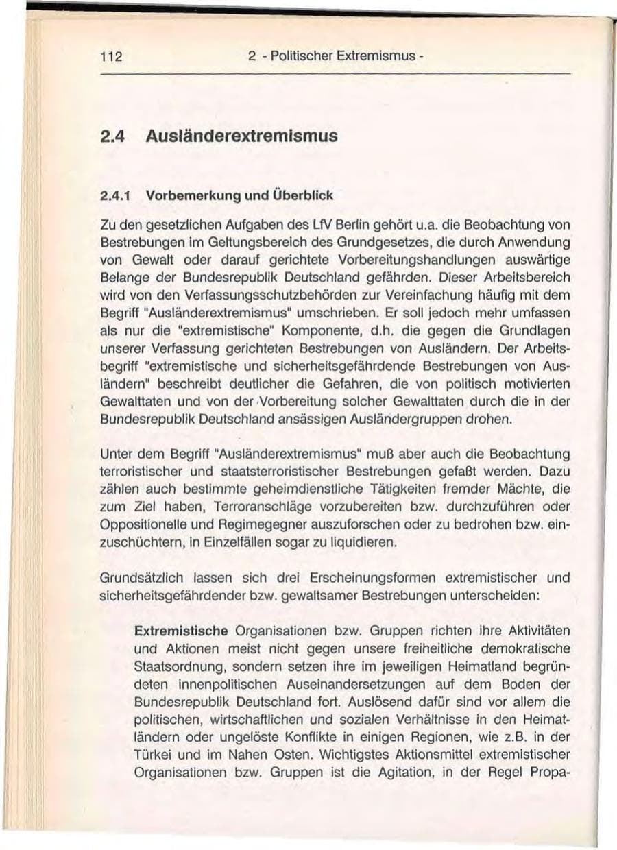 Seite 112 des Verfassungsschutzbericht 1992 Berlin