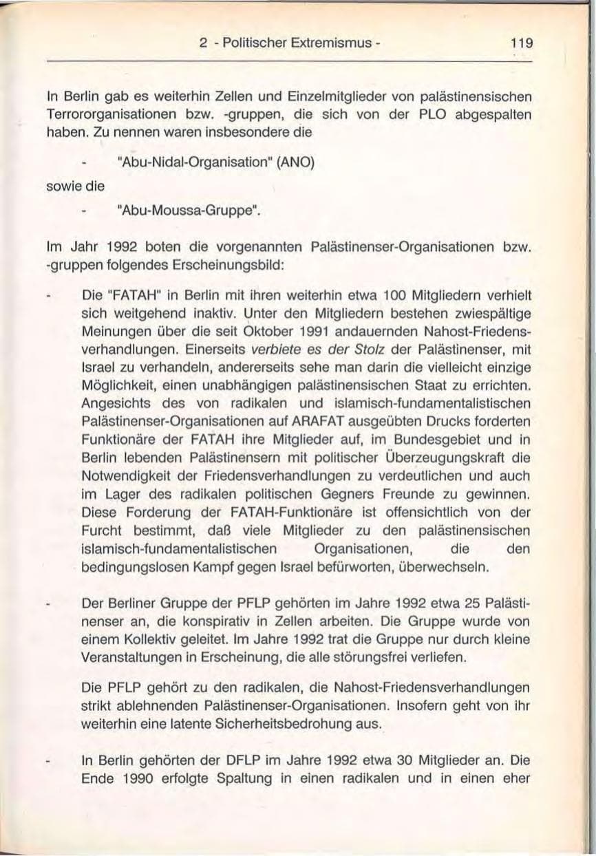 Seite 119 des Verfassungsschutzbericht 1992 Berlin