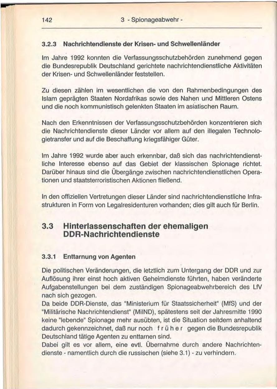 Seite 142 des Verfassungsschutzbericht 1992 Berlin