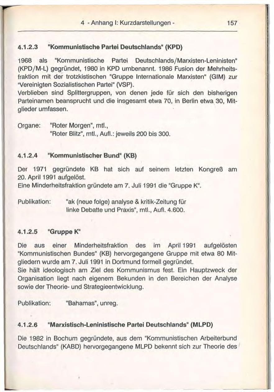 Seite 157 des Verfassungsschutzbericht 1992 Berlin