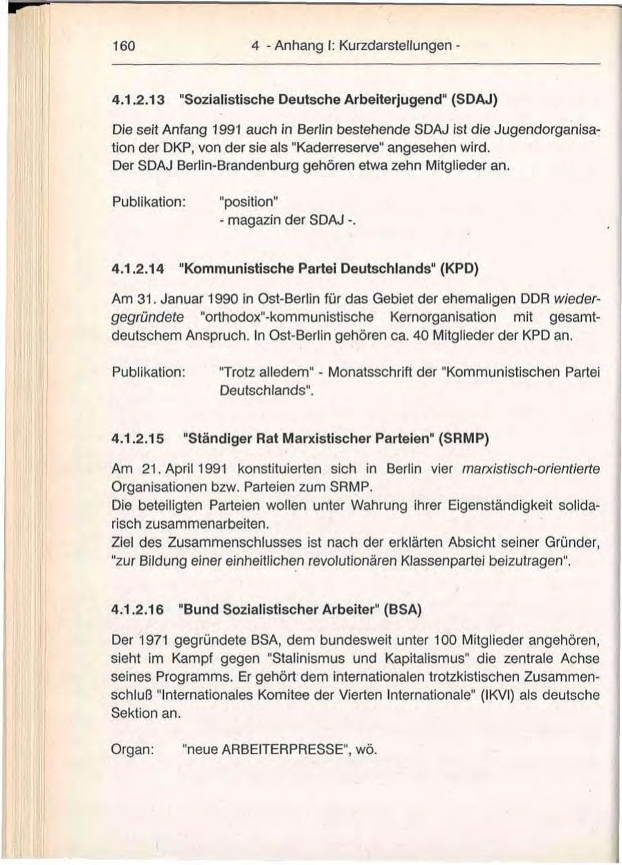 Seite 160 des Verfassungsschutzbericht 1992 Berlin