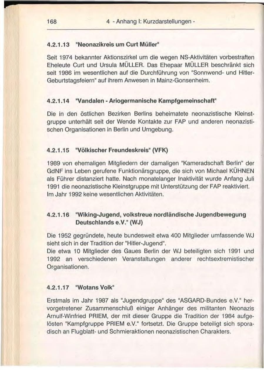 Seite 168 des Verfassungsschutzbericht 1992 Berlin