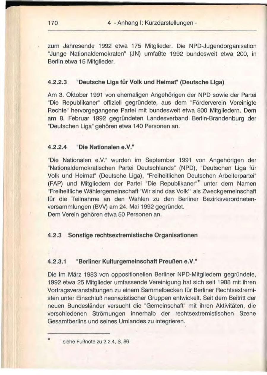 Seite 170 des Verfassungsschutzbericht 1992 Berlin