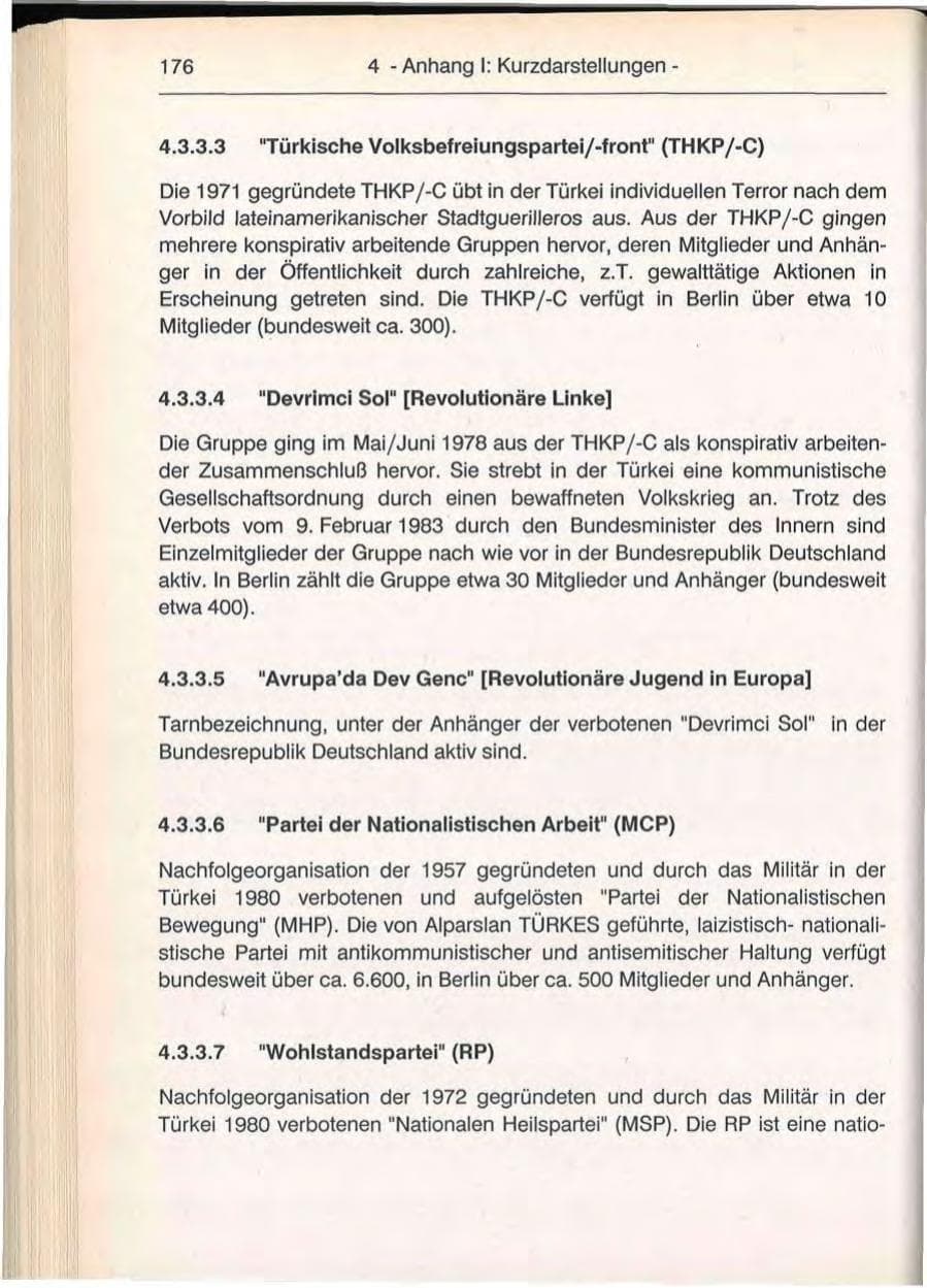 Seite 176 des Verfassungsschutzbericht 1992 Berlin