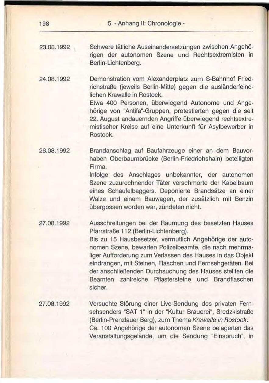 Seite 198 des Verfassungsschutzbericht 1992 Berlin