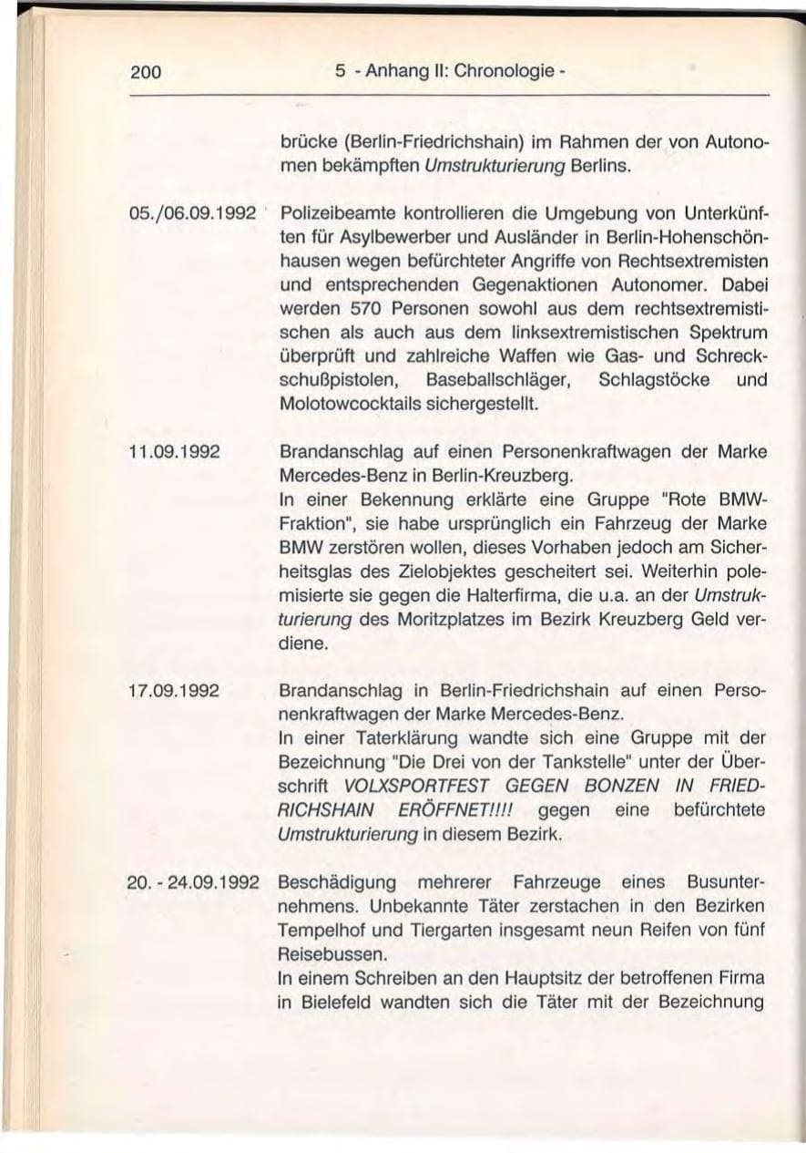 Seite 200 des Verfassungsschutzbericht 1992 Berlin