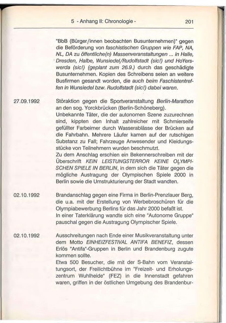 Seite 201 des Verfassungsschutzbericht 1992 Berlin