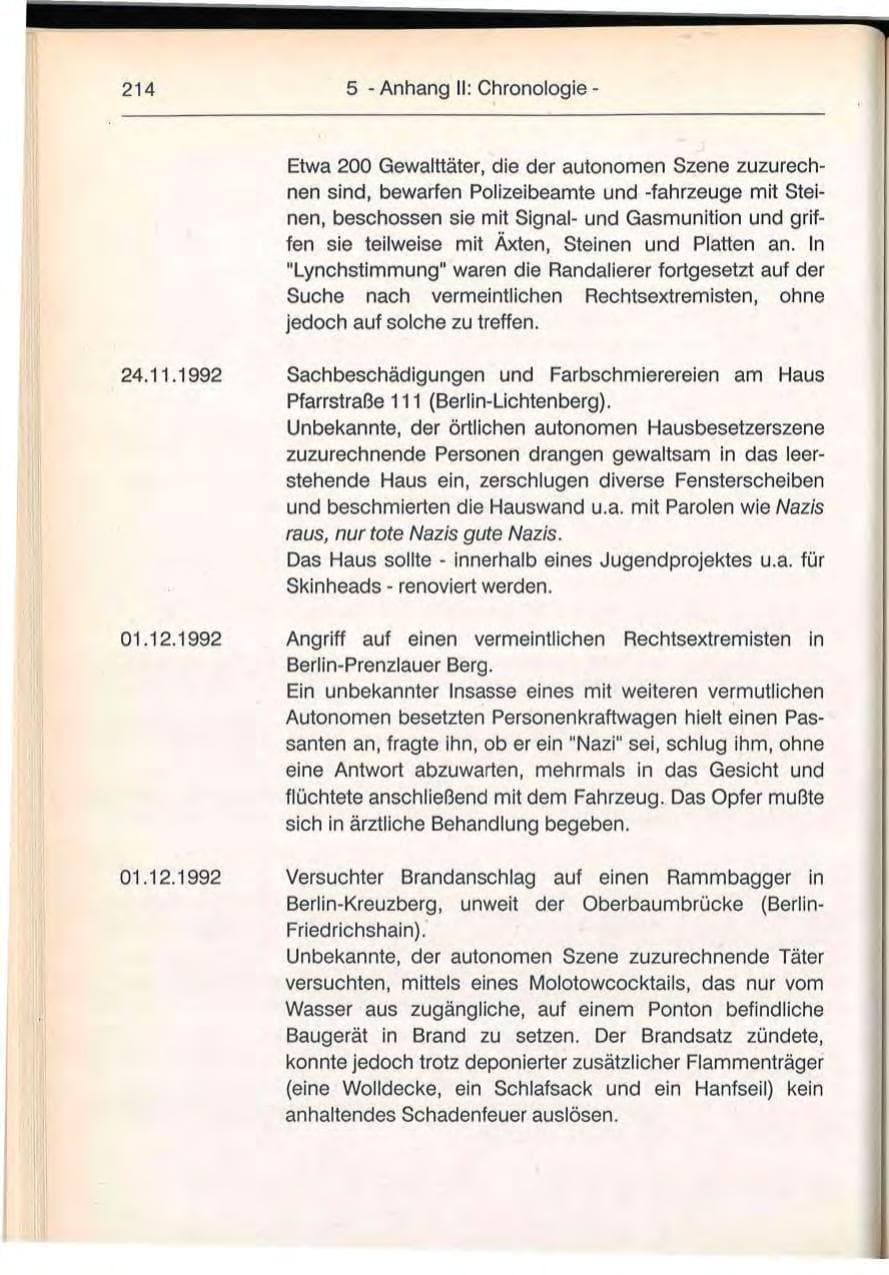 Seite 214 des Verfassungsschutzbericht 1992 Berlin
