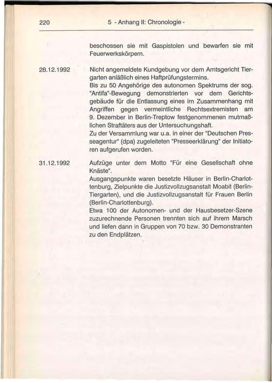 Seite 220 des Verfassungsschutzbericht 1992 Berlin