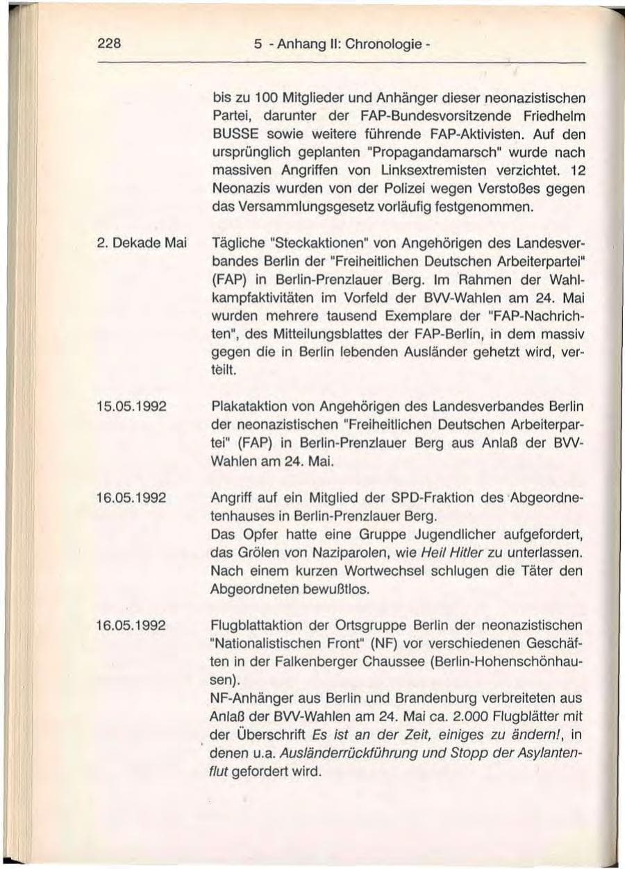 Seite 228 des Verfassungsschutzbericht 1992 Berlin