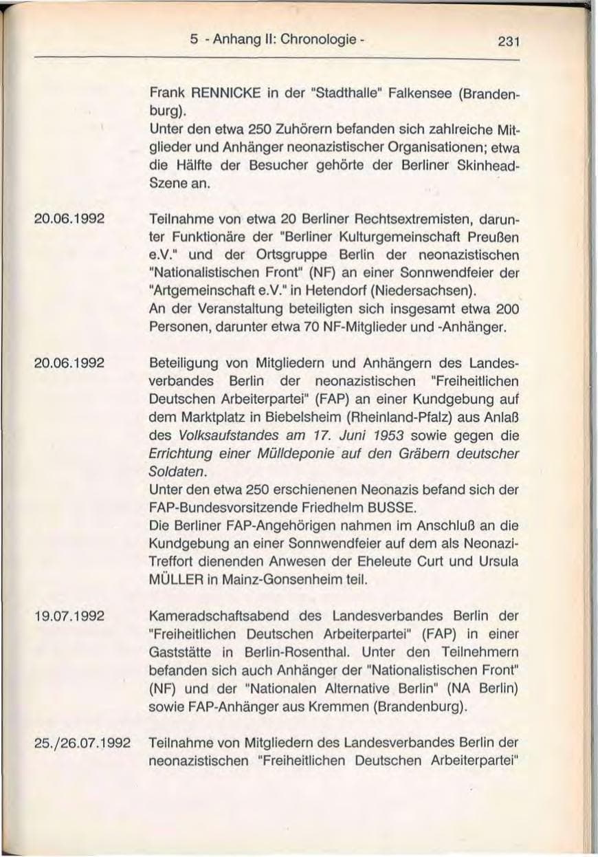 Seite 231 des Verfassungsschutzbericht 1992 Berlin